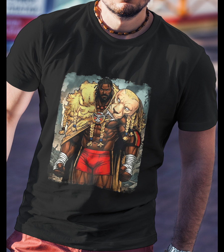 Oba Femi Lion's Strength WWE Red Shorts Fierce Warrior Costume T-Shirt