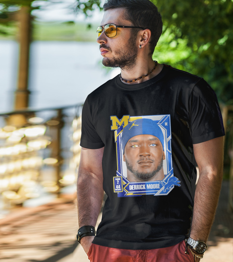 Derrick Moore Detroit Lions Round 2 Pick 44 Michigan 2026 Draft T-Shirt