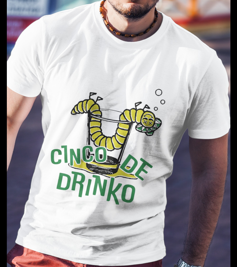 Cinco De Drinko Tequila Worm Drink Glass Bubbles T-Shirt