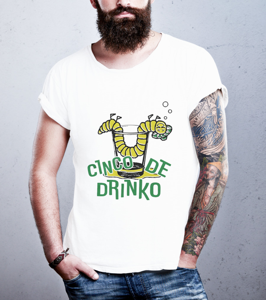 Cinco De Drinko Tequila Worm Drink Glass Bubbles T-Shirt
