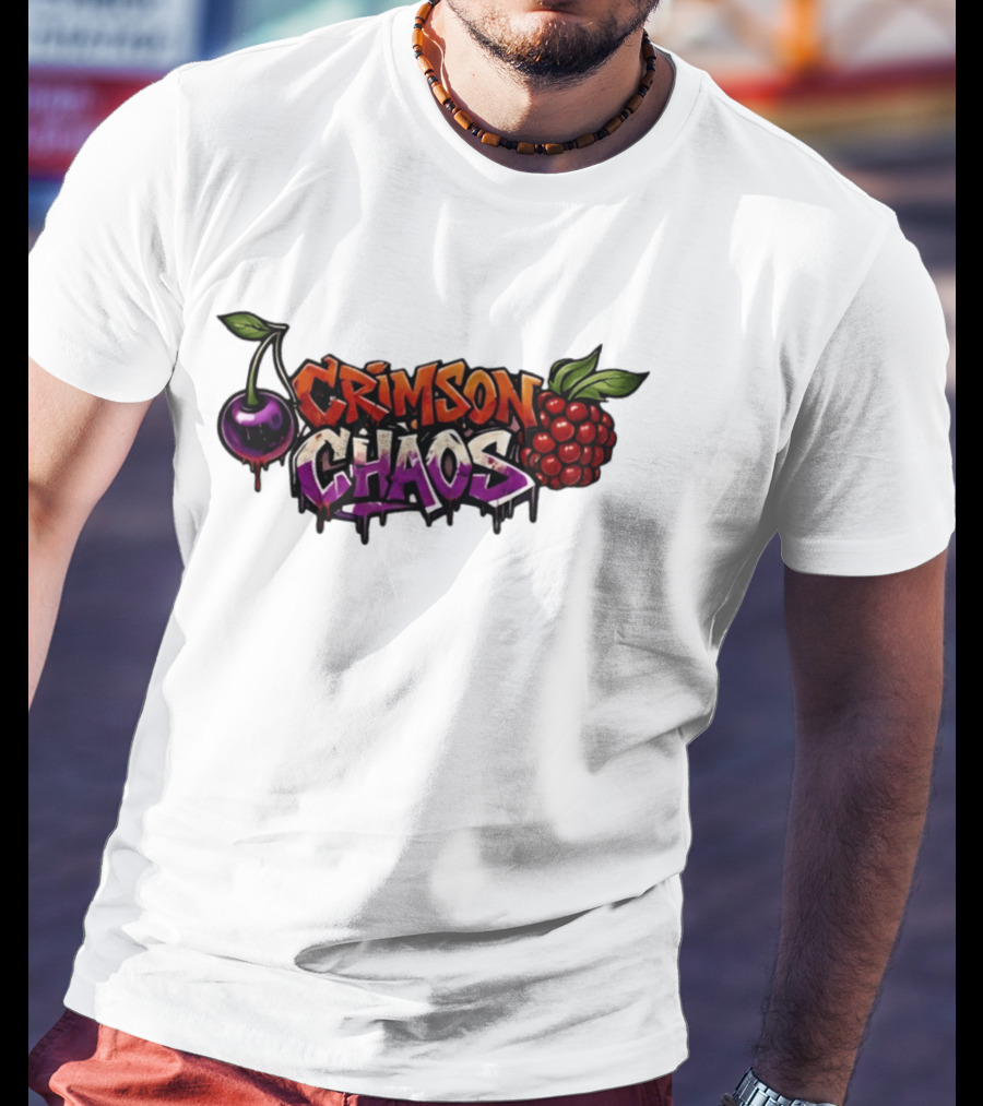 Crimson Chaos Fruits Cherry And Raspberry Graffiti T-Shirt