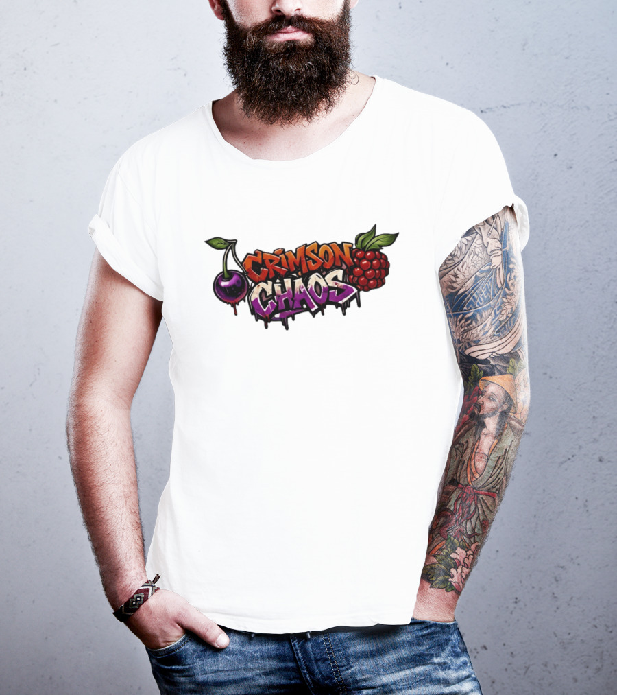 Crimson Chaos Fruits Cherry And Raspberry Graffiti T-Shirt