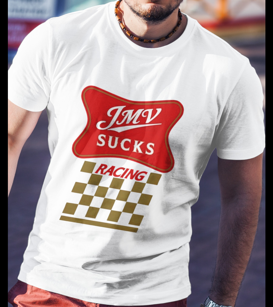 JMV Sucks Racing Checkered Flag Red And White T-Shirt