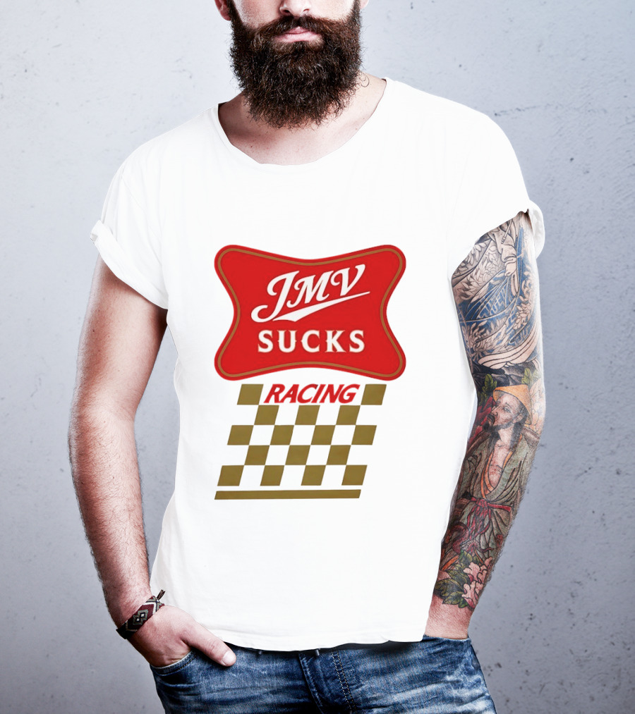 JMV Sucks Racing Checkered Flag Red And White T-Shirt