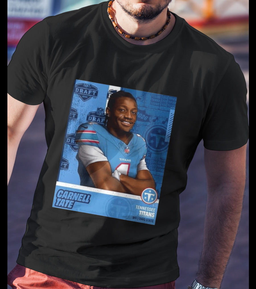 Carnell Tate Tennessee Titans 2026 NFL Draft Pick Round 1 Pick 4 WR Ohio State T-Shirt