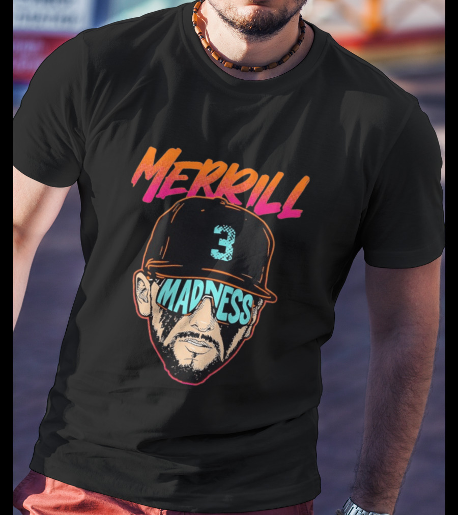 Merrill Madness San Diego Padres Jackson Merrill City Edition 3 Baseball T-Shirt