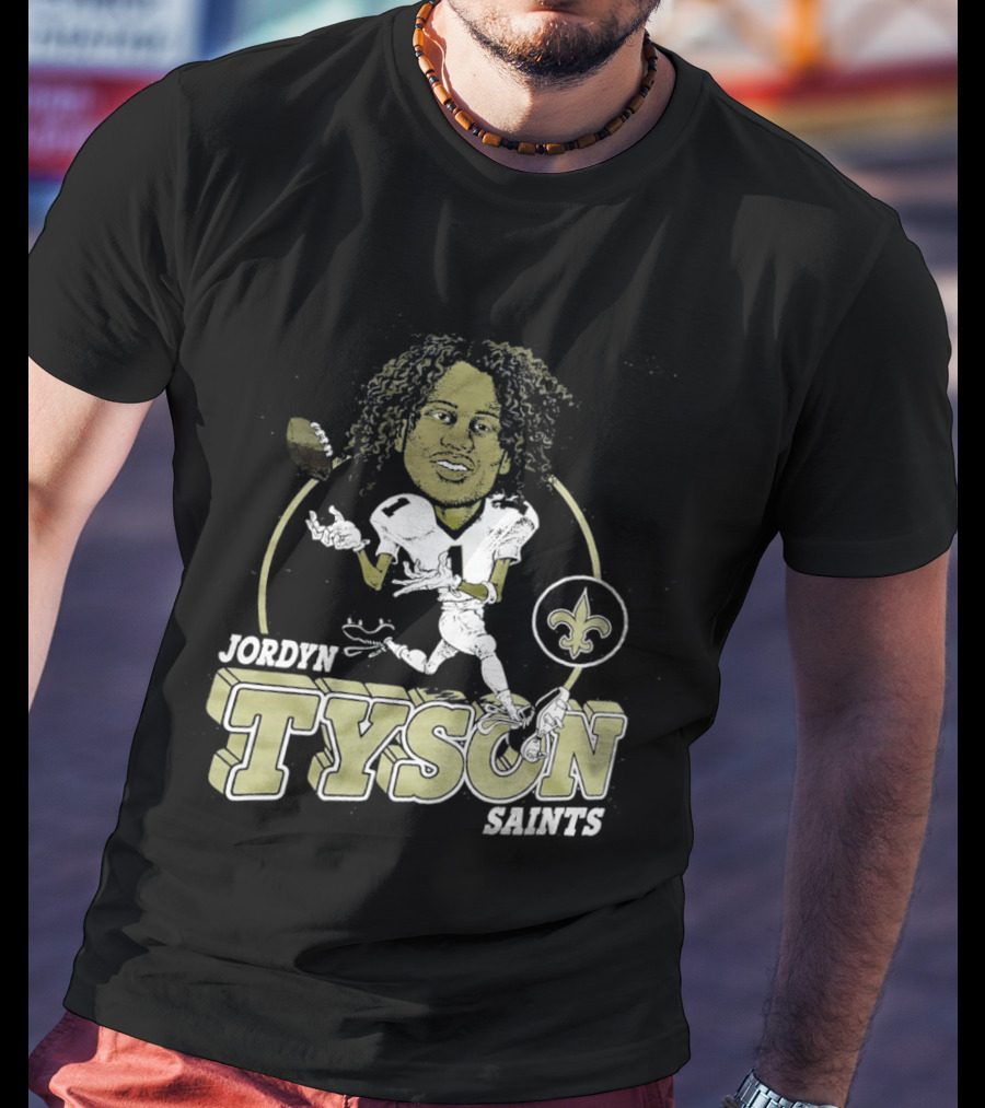 New Orleans Saints Jordyn Tyson Number 1 Caricature Fleur De Lis T-Shirt