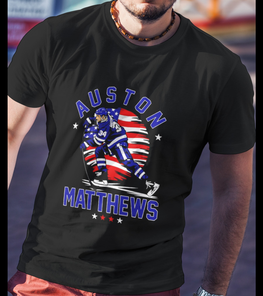 Auston Matthews USA Hockey Number 34 Stars And Stripes Energy T-Shirt
