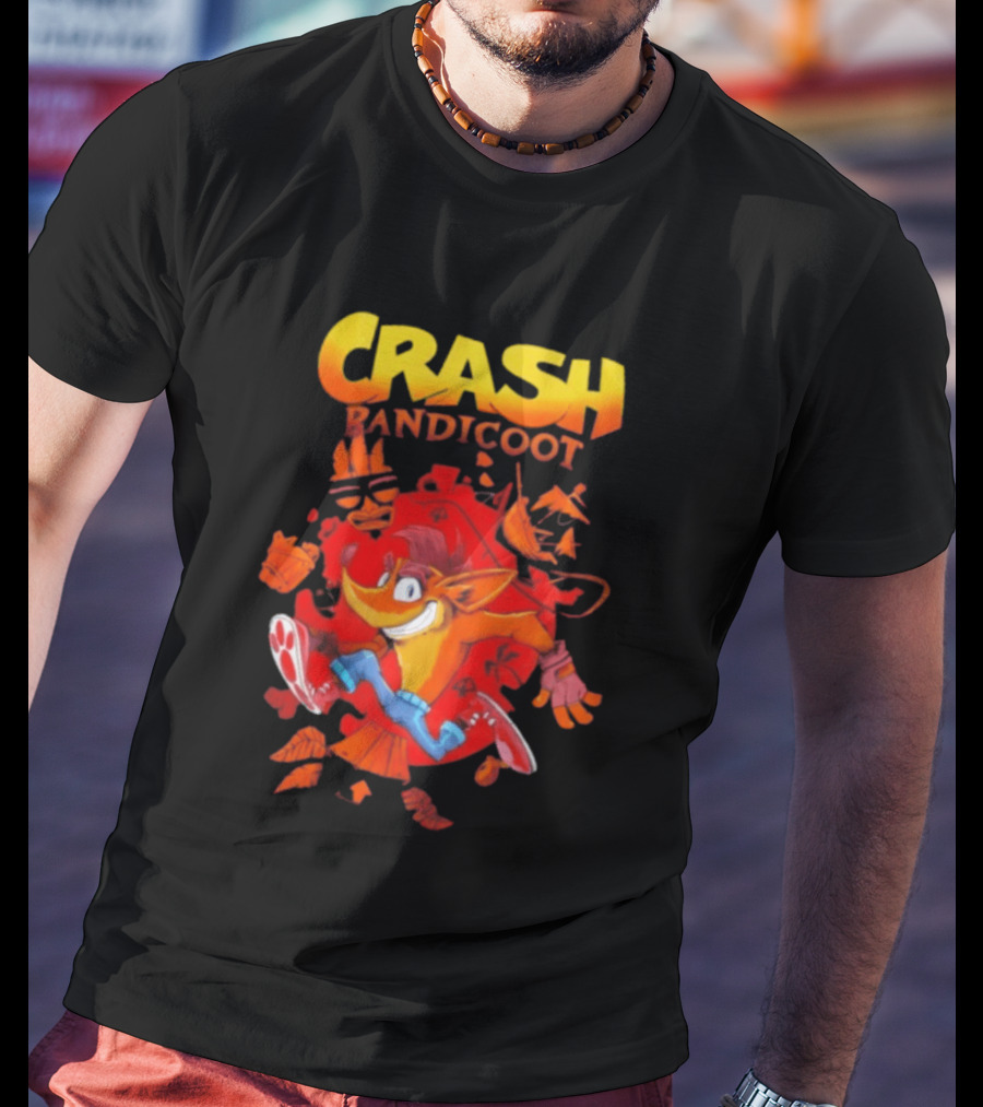 Crash Bandicoot Cartoon Classic Character Action Adventure T-Shirt