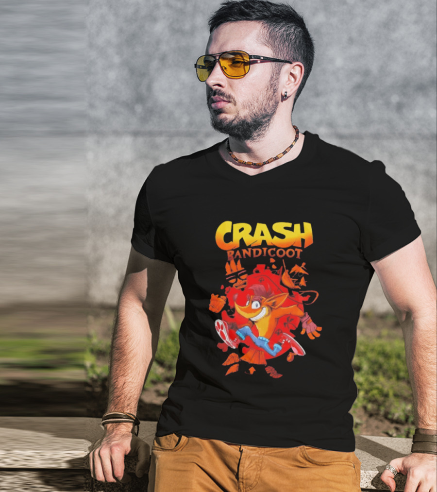 Crash Bandicoot Cartoon Classic Character Action Adventure T-Shirt