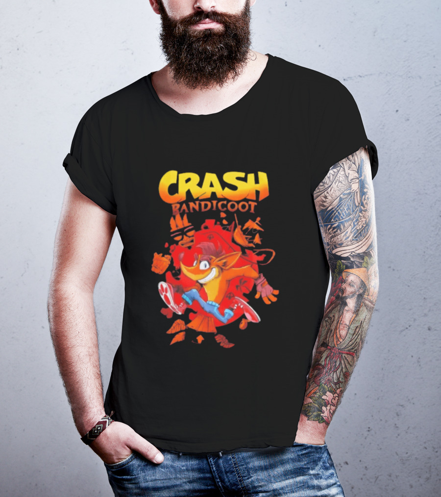 Crash Bandicoot Cartoon Classic Character Action Adventure T-Shirt