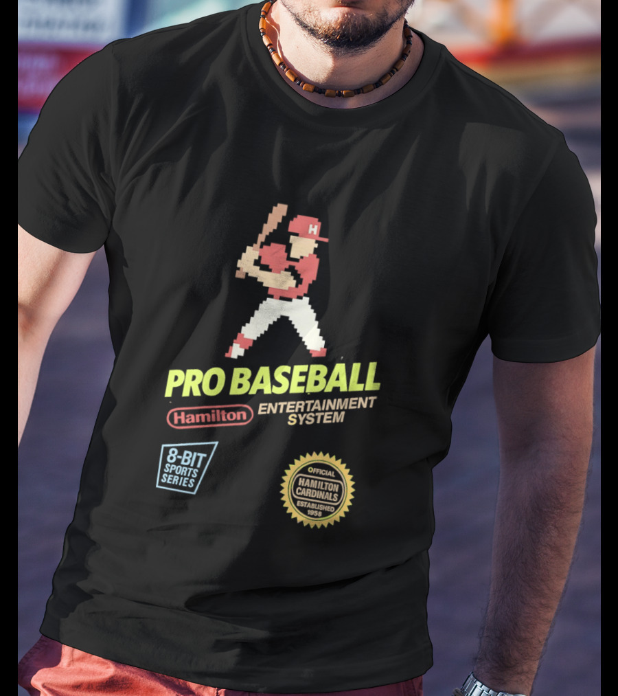 Hamilton Cardinals 8 Bit Nintendo Licensed Pro Baseball Players T-Shirt
