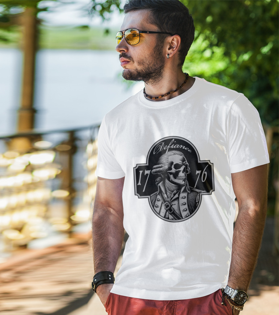 Defiance 1776 George Washington Skeleton Patriotic T-Shirt