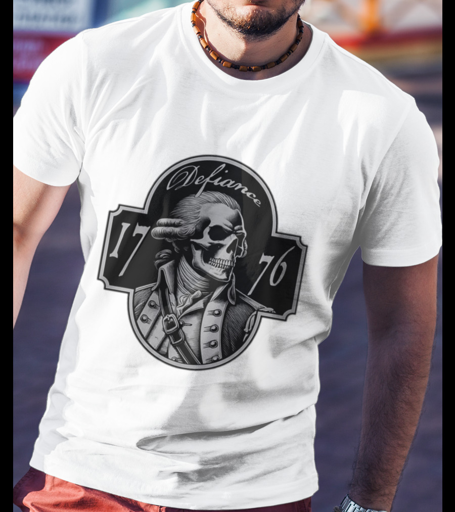 Defiance 1776 George Washington Skeleton Patriotic T-Shirt