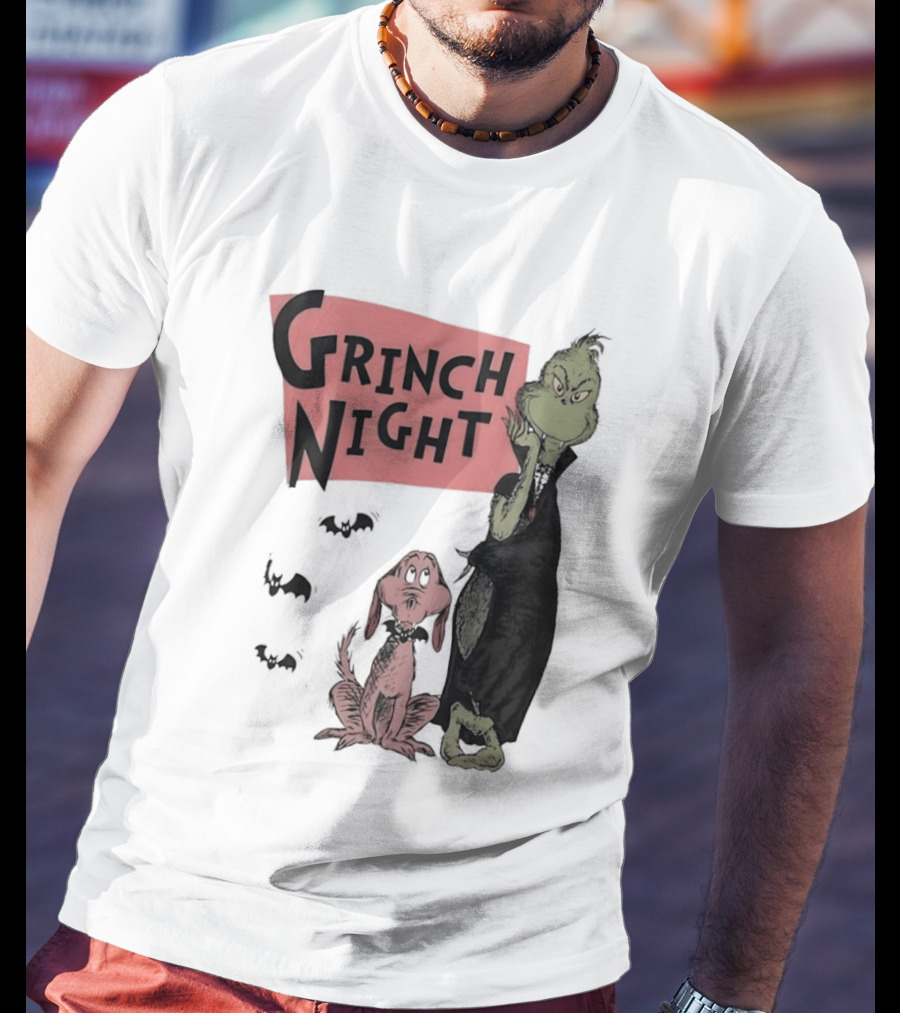 Grinch And Max Halloween Night Spooky Scene T-Shirt