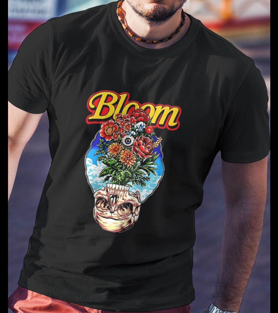 Bloom Skulls And Flowers Summer Classic Vibrant Floral Eyeball T-Shirt