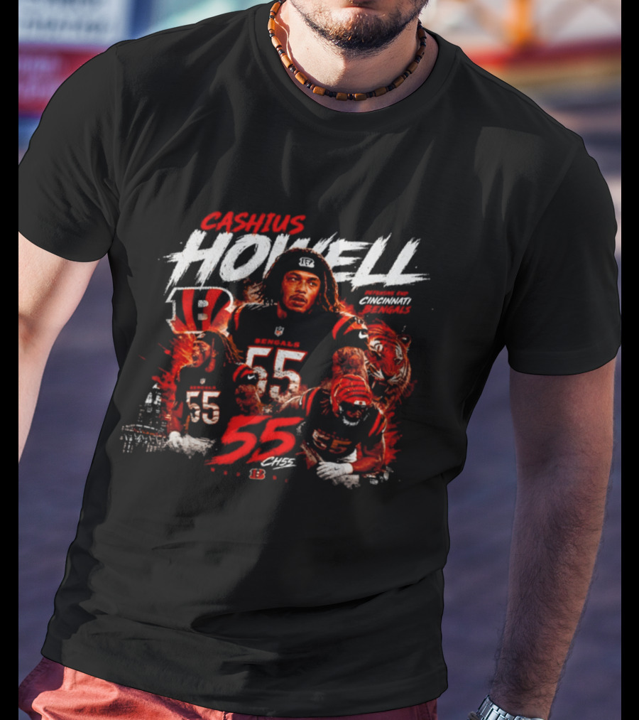 Cashius Howell Cincinnati Bengals 55 Tigers Football T-Shirt
