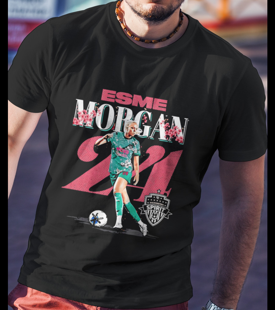 Esme Morgan 24 Washington Spirit Cherry Blossom Soccer Player T-Shirt