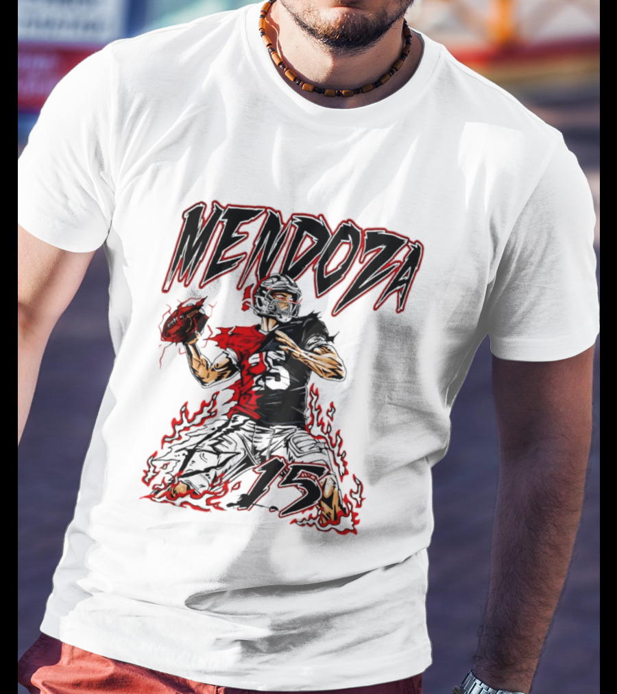 Fernando Mendoza Raiders 15 Hand Drawn Football Athlete T-Shirt