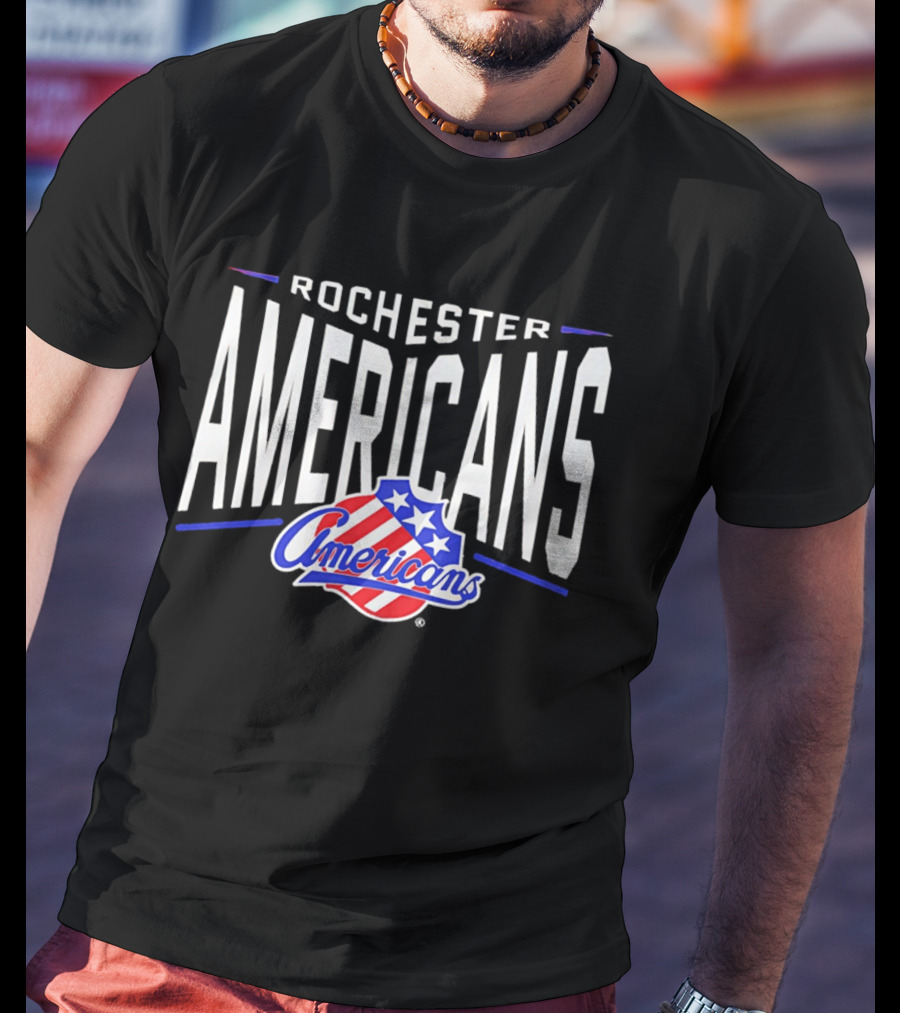 Rochester Americans Team Logo Stars Stripes NHL AHL T-Shirt