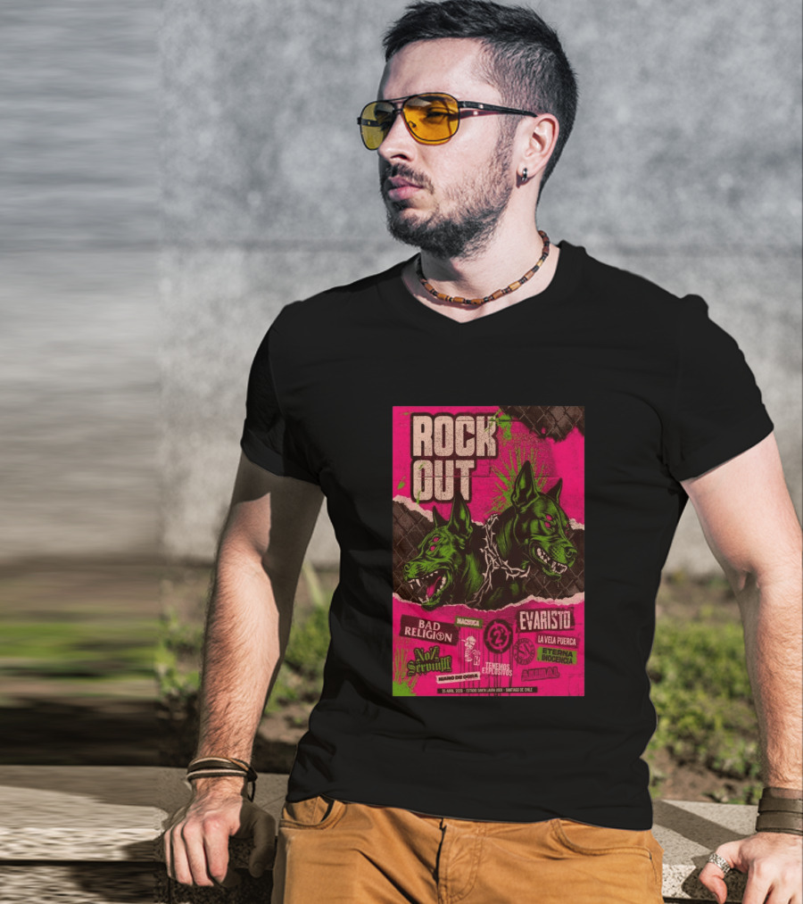 Rock Out Bad Religion Evaristo Santiago Chile April 25 2026 Serigrafía T-Shirt