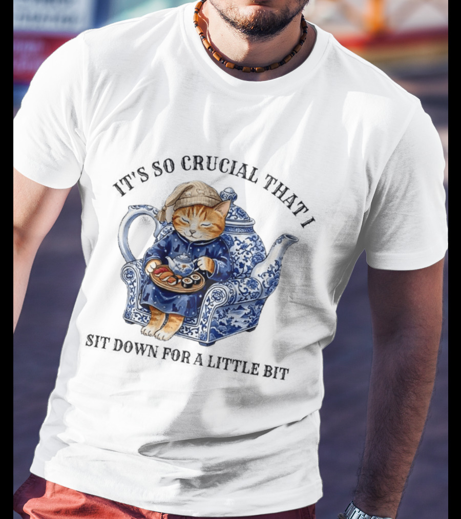 It's So Crucial That I Sit Down For A Little Bit Teapot Nap Cat T-Shirt