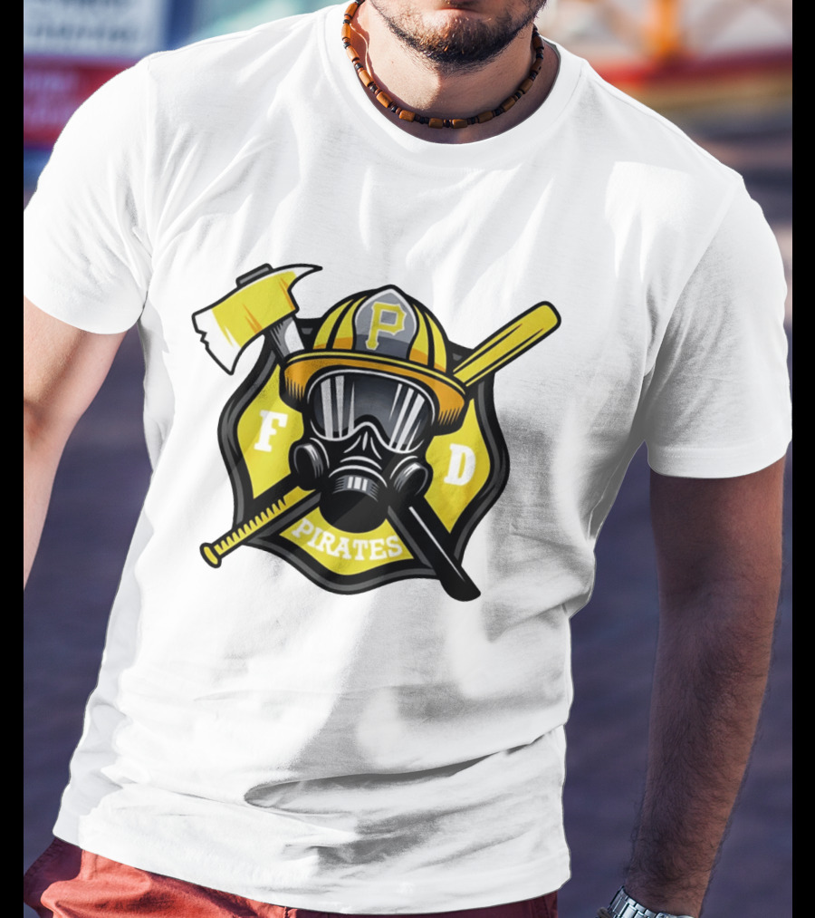 Pittsburgh Pirates Firefighter Helmet Ax FD Spirit T-Shirt