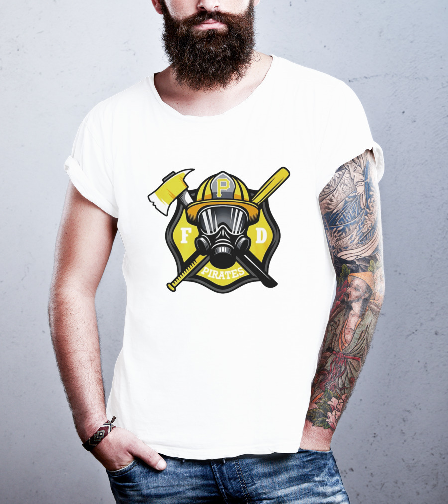 Pittsburgh Pirates Firefighter Helmet Ax FD Spirit T-Shirt