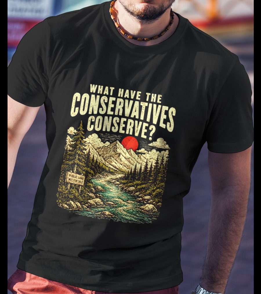 What Have The Conservatives Conserve Public Land Not For Sale Mountains Sun T-Shirt