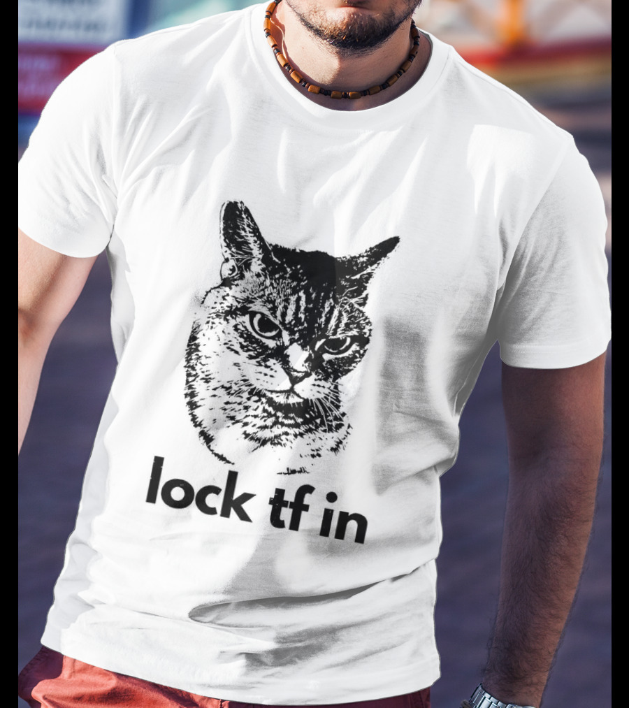 Serious Cat Lock Tf In Classical Japanese T-Shirt