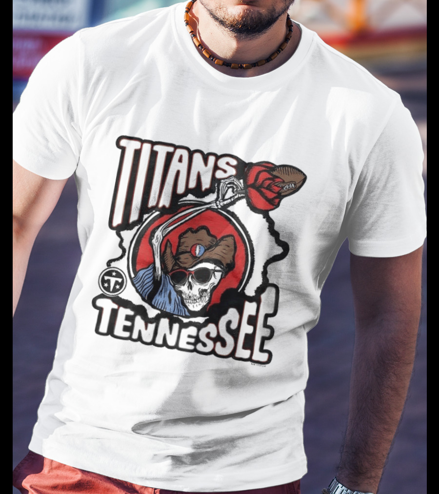 Tennessee Titans Grateful Dead Skeleton Rose Collaboration T-Shirt