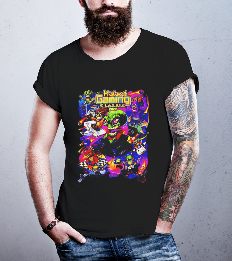 Midwest Gaming Classic 2026 Alien Retro Video Game Characters T-Shirt