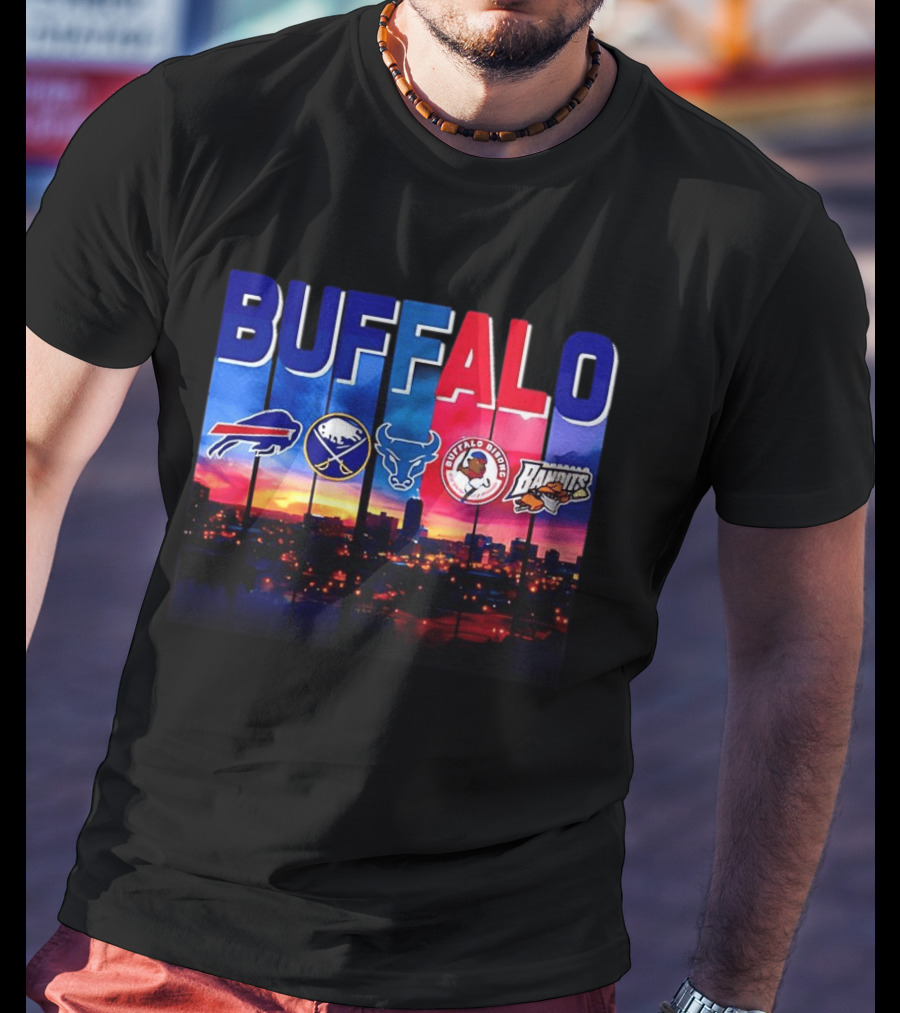 Buffalo Bills Sabres Bandits Bridles City Skyline Sports Teams T-Shirt