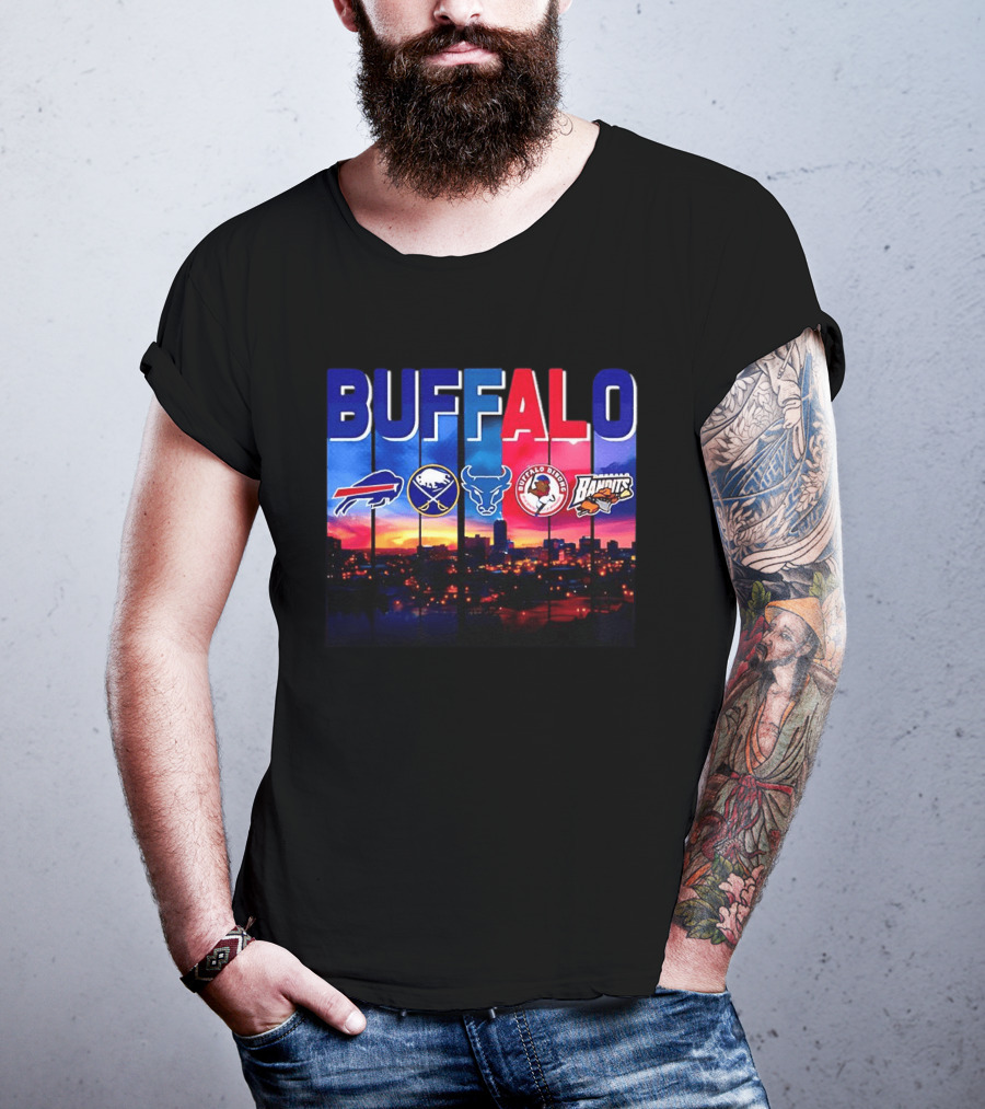 Buffalo Bills Sabres Bandits Bridles City Skyline Sports Teams T-Shirt