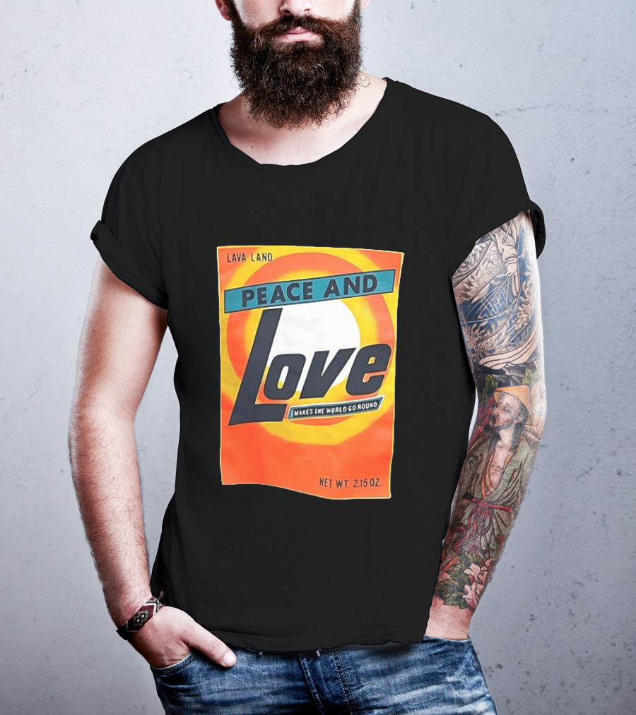 Peace And Love Makes The World Go Round Lava Land Retro Style 2.15 Oz T-Shirt