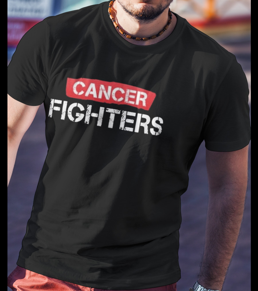 CANCER FIGHTERS Koszulka Bold Red White Block Letters T-Shirt