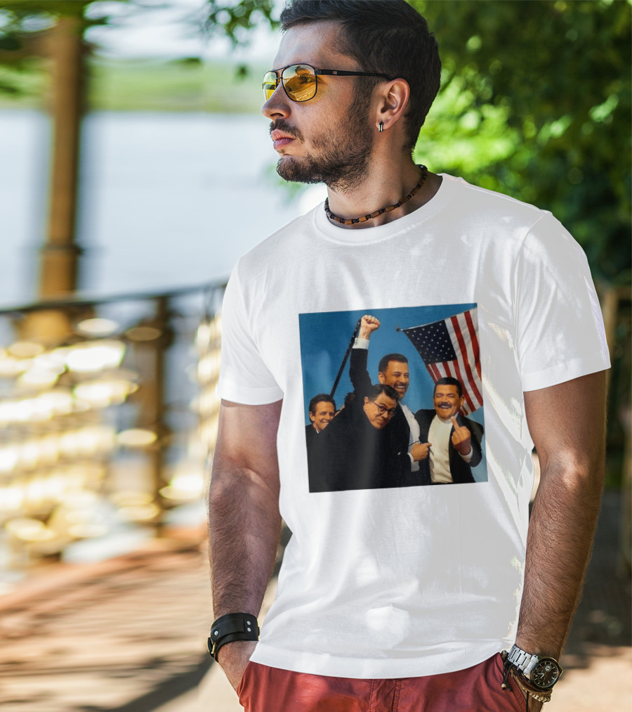 Jimmy Kimmel Stephen Colbert Seth Meyers American Flag Comedy Showdown T-Shirt