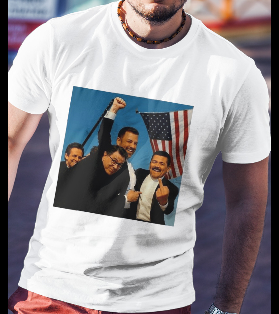 Jimmy Kimmel Stephen Colbert Seth Meyers American Flag Comedy Showdown T-Shirt