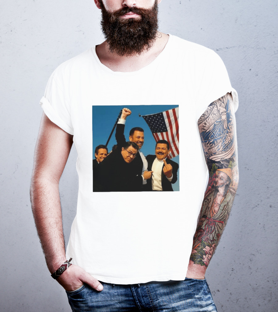 Jimmy Kimmel Stephen Colbert Seth Meyers American Flag Comedy Showdown T-Shirt