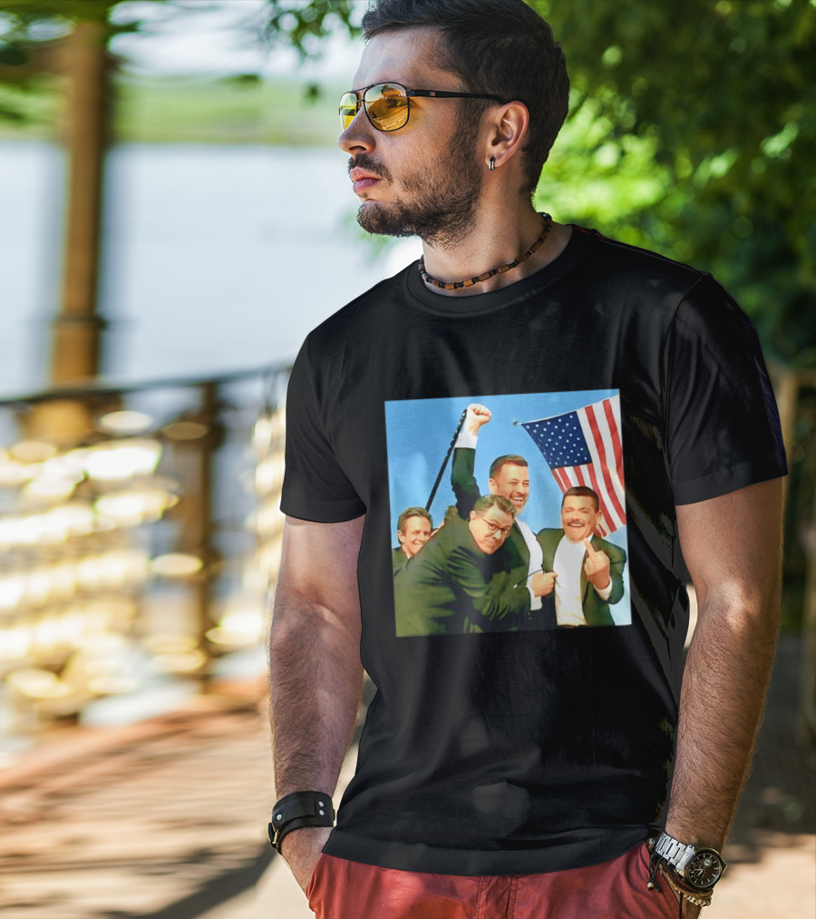 Jimmy Kimmel Meme American Flag Satire T-Shirt