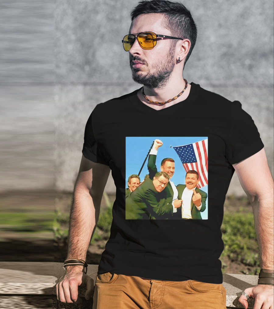 Jimmy Kimmel Meme American Flag Satire T-Shirt