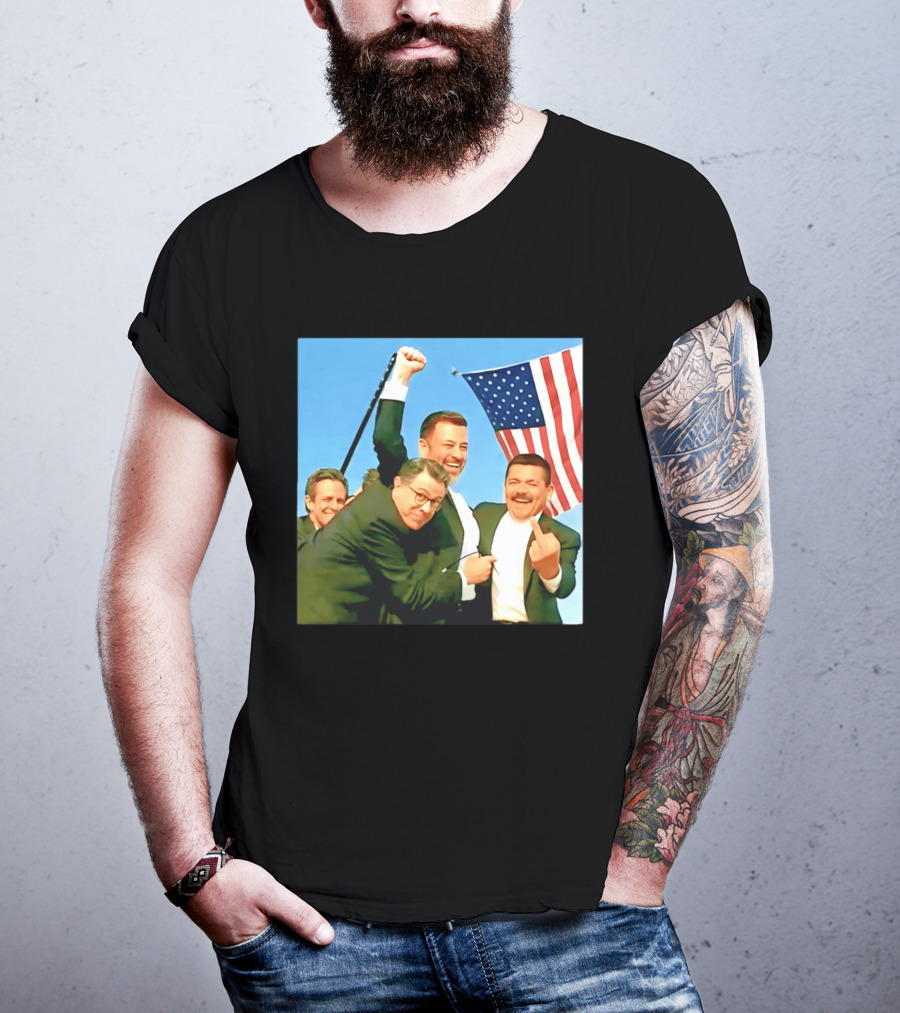 Jimmy Kimmel Meme American Flag Satire T-Shirt