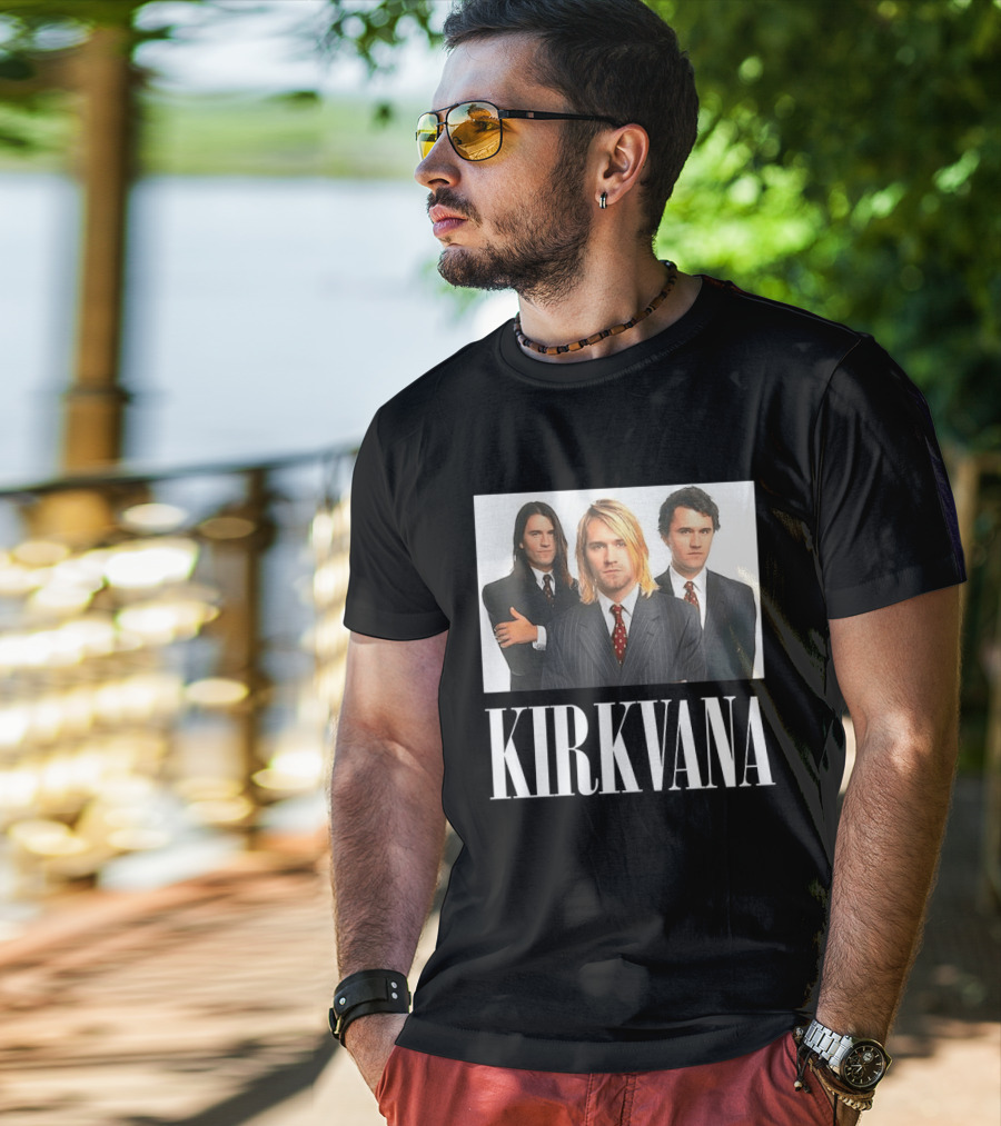 Kirkvana Charlie Kirk Nirvana Band Suits Image T-Shirt