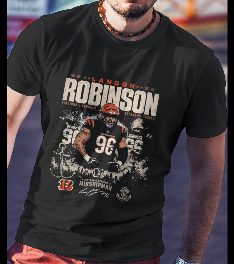 Bengals Midshipman Landon Robinson #96 Football T-Shirt