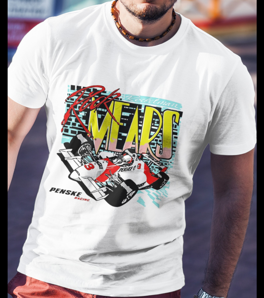 Rick Mears 90s Neon Penske Racing Car Number 3 And 5 T-Shirt