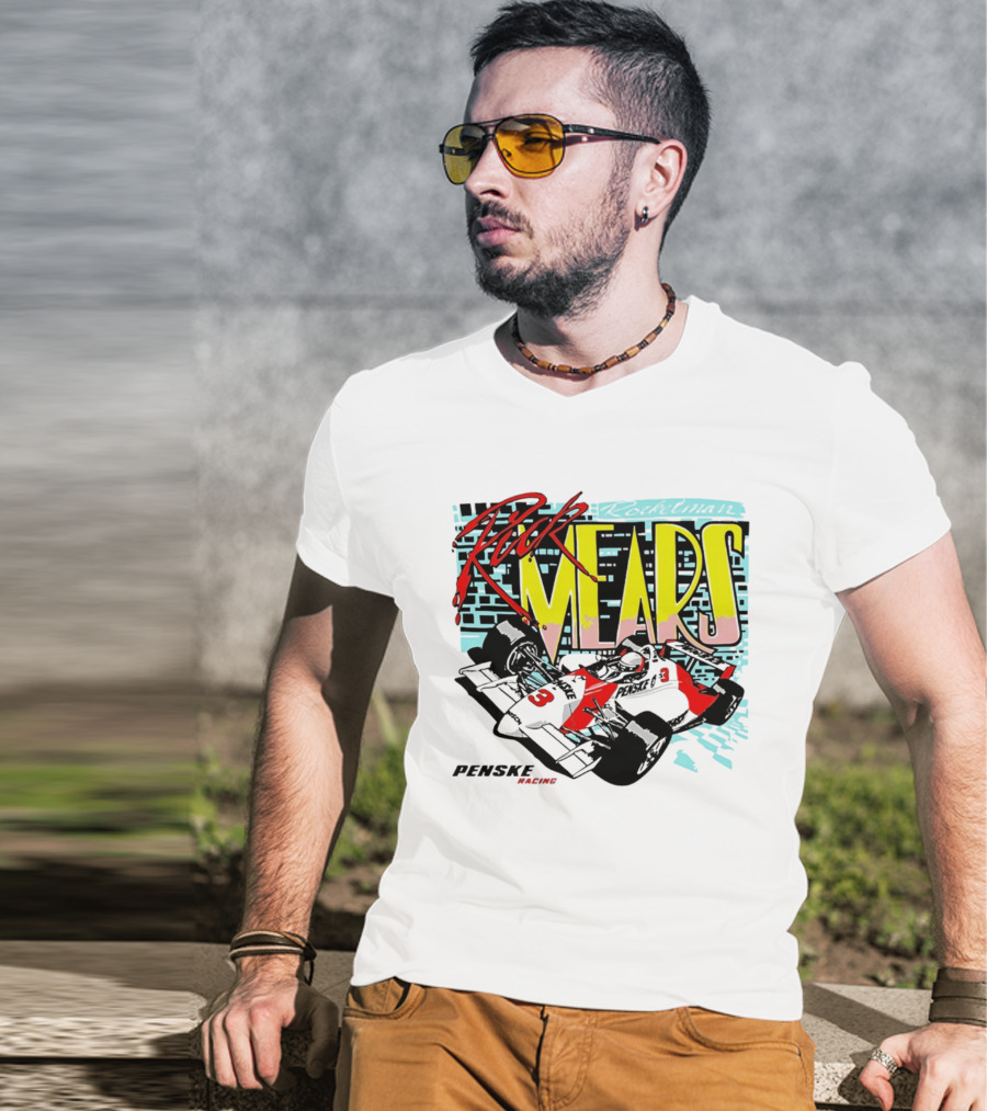 Rick Mears 90s Neon Penske Racing Car Number 3 And 5 T-Shirt