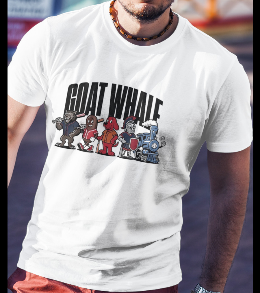 GOAT WHALE Cartoon Characters Baseball Wolf Sausage Dog Roman Train T-Shirt