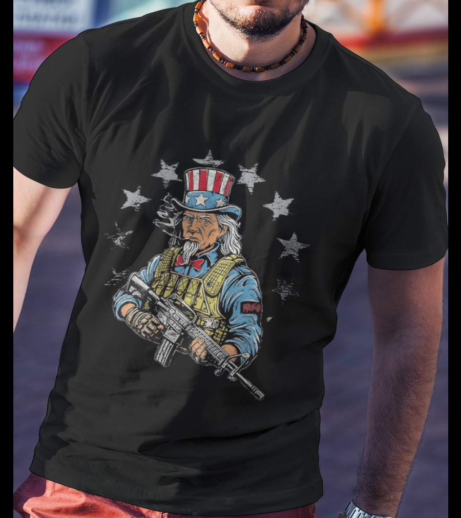 Uncle Sam 250th Soldier Patriotic Tactical Tribute PAFO Stars T-Shirt