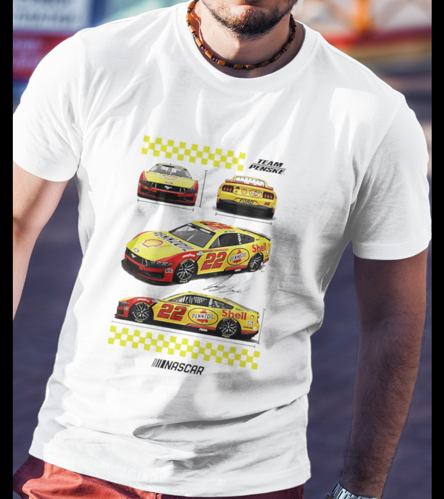 Joey Logano Pennzoil Shell 22 Ford Mustang NASCAR Team Penske Racing T-Shirt