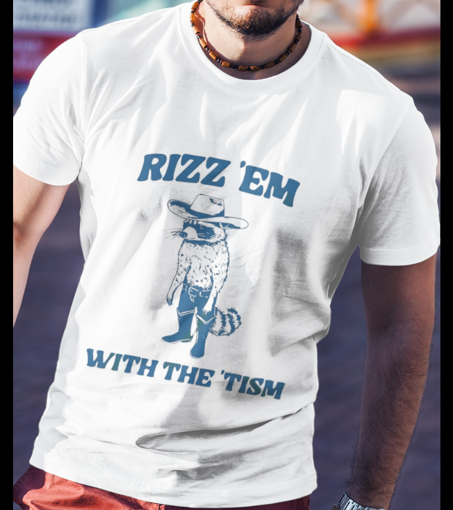 Raccon Cowboy Rizz ‘Em With The ‘Tism T-Shirt